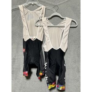 Castelli Mens Black White Cycling Bib Padded Shorts Size M Logo Bicycle 2 Pair
